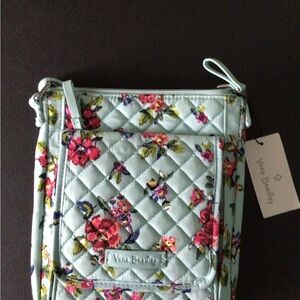 Vera Bradley Blue Quilted Crossbody Bag with Floral Design